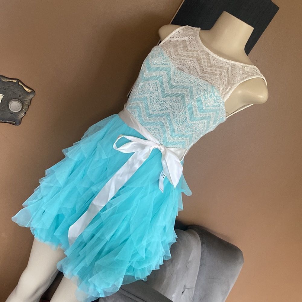 Teeze Me Prom Homecoming Fancy Formal Dress 👗 Blue 3/4 - Picture 3 of 8